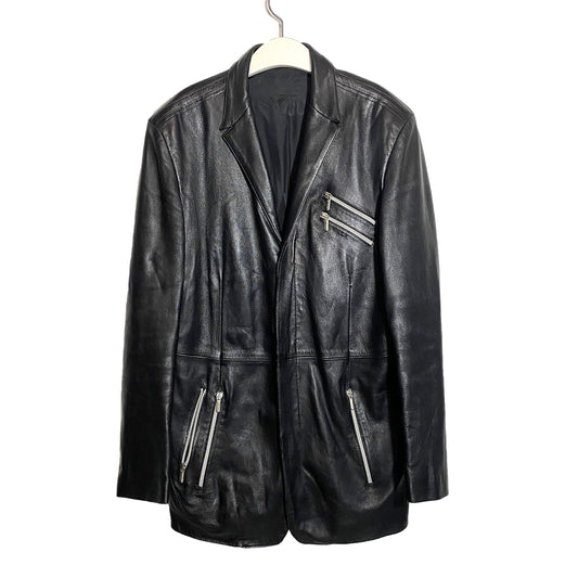Versace Jeans Couture black leather jacket men size 52, great condition