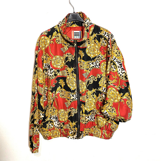 EVR cheetah red silk windbreaker jacket, 1990s and minty