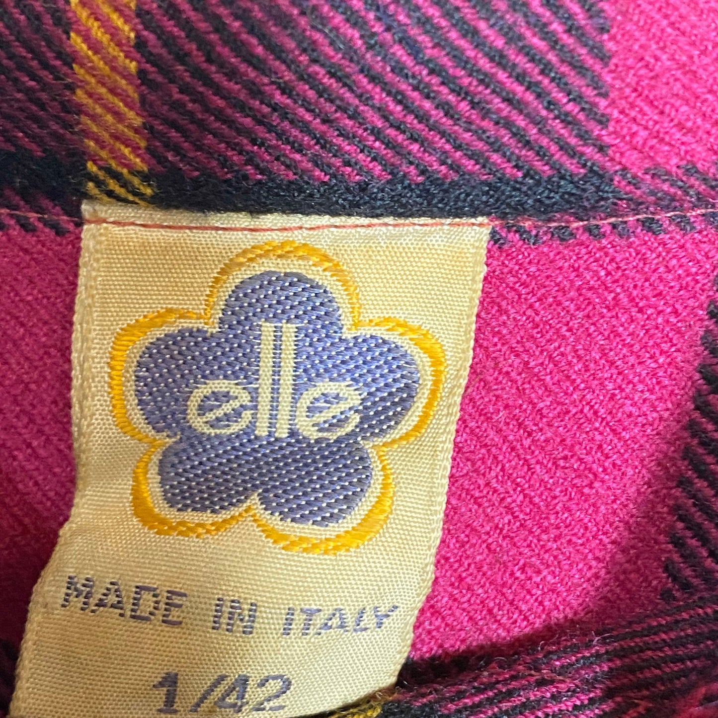 Elle purple tartan wool shirt dress sz 42, mint condition, 1970s/80s
