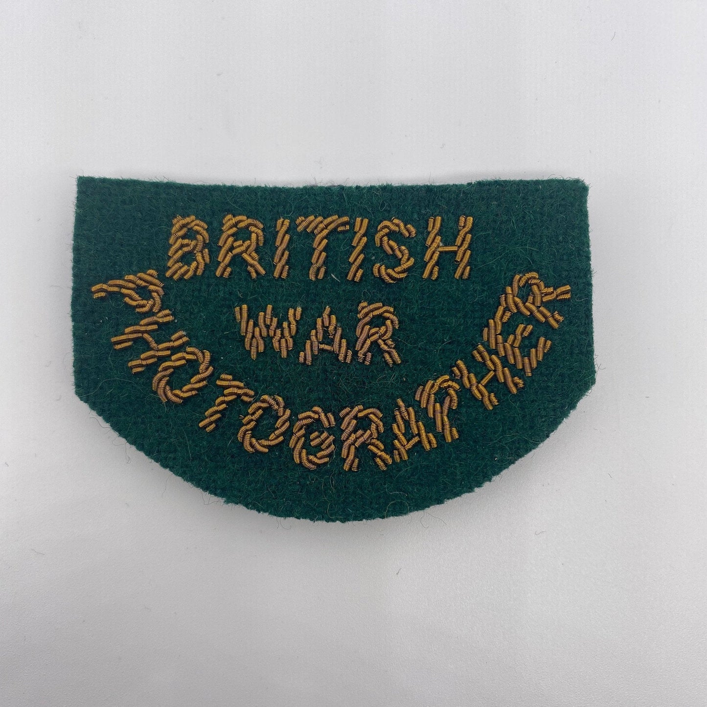 British War Photographer WWII authentic military green / gold patch for war journalists - reporters, 40s deadstock never worn