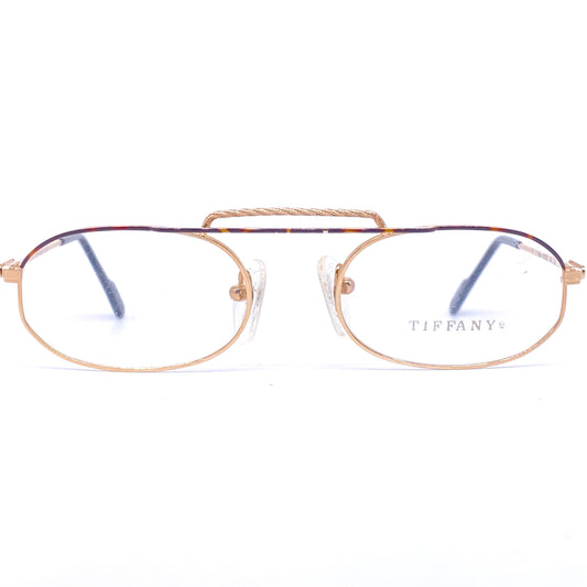Tiffany T44 oval reading eyeglasses frames, 23k Gold filled, made in Italy 1980s NOS