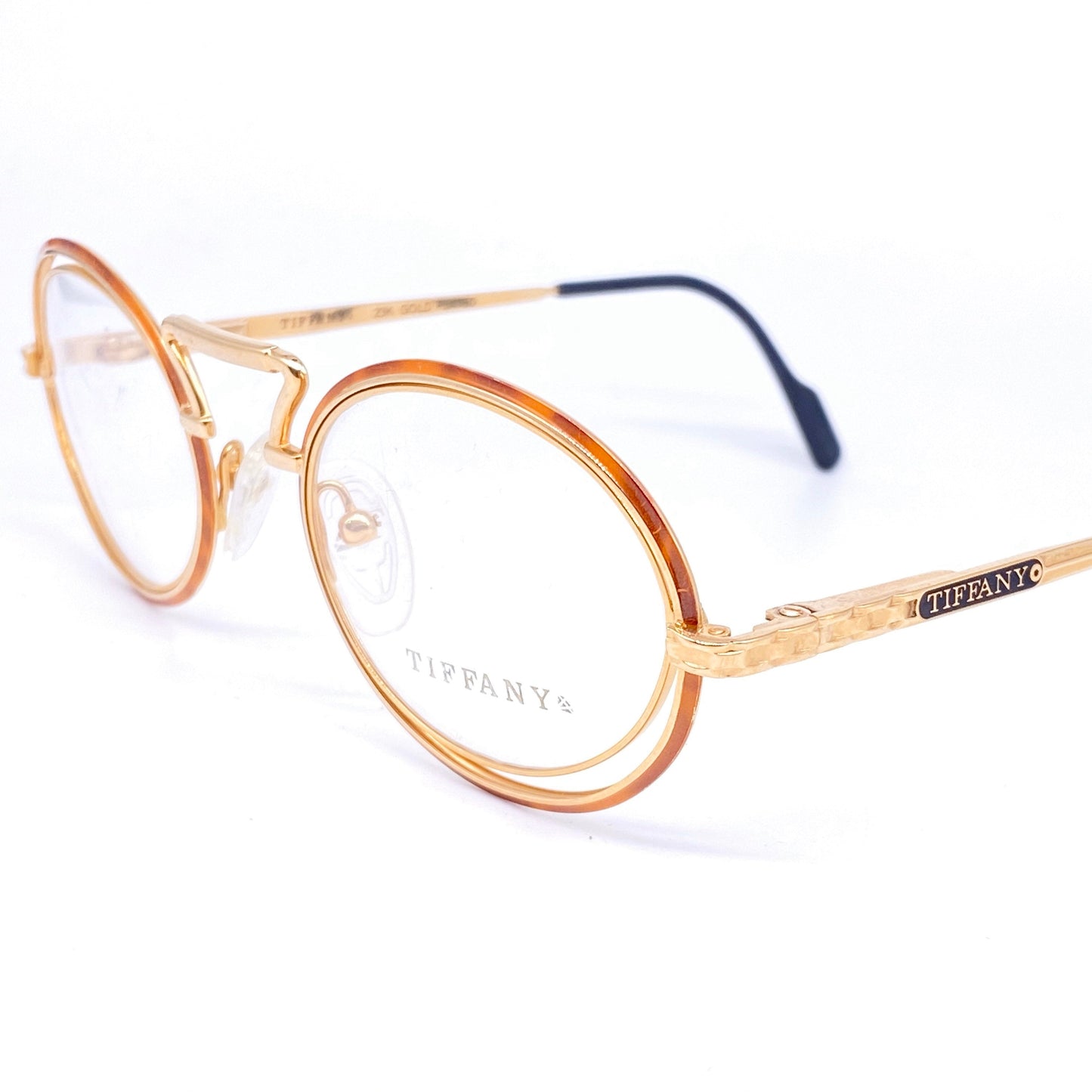 Tiffany T17 unusual oval gold filled eyeglasses frames made in Italy, 1980s NOS