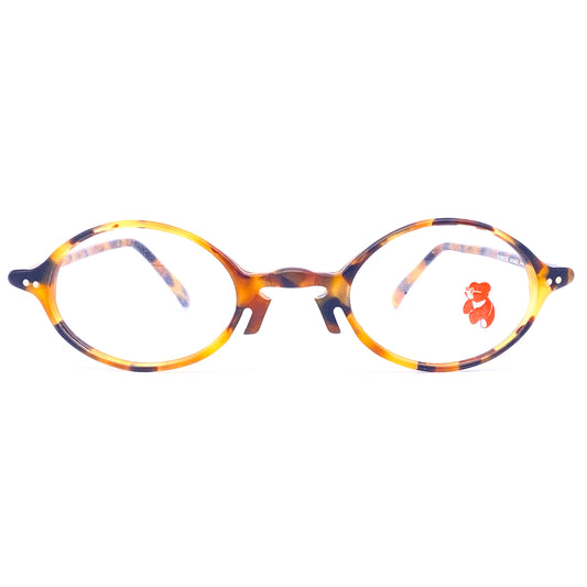 Retro Styled tortoise oval eyeglasses with unusual nose bridge, Victorian inspired spectacles NOS 80s