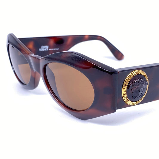 Gianni Versace 422 E tortoise gold Medusa sunglasses made in Italy, 1990s NOS