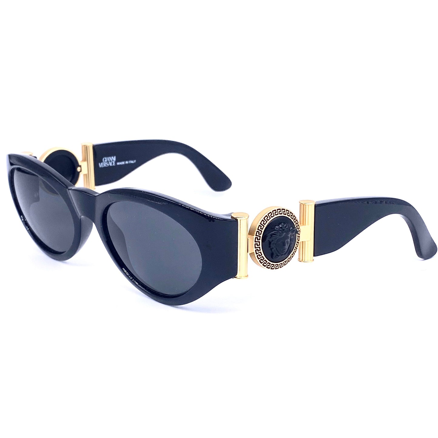 Gianni Versace 617/B iconic black Medusa sunglasses as worn by Notorious BIG, 1990s NOS Italy