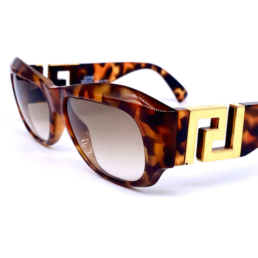 Gianni Versace T-75 square tortoise gold Greek sunglasses made in Italy, 1990s NOS