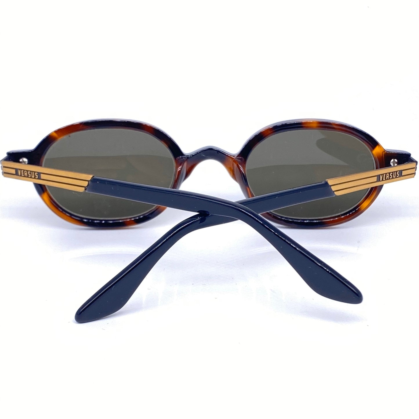 Gianni Versace E-23 retro oval tortoise sunglasses, 90s NOS