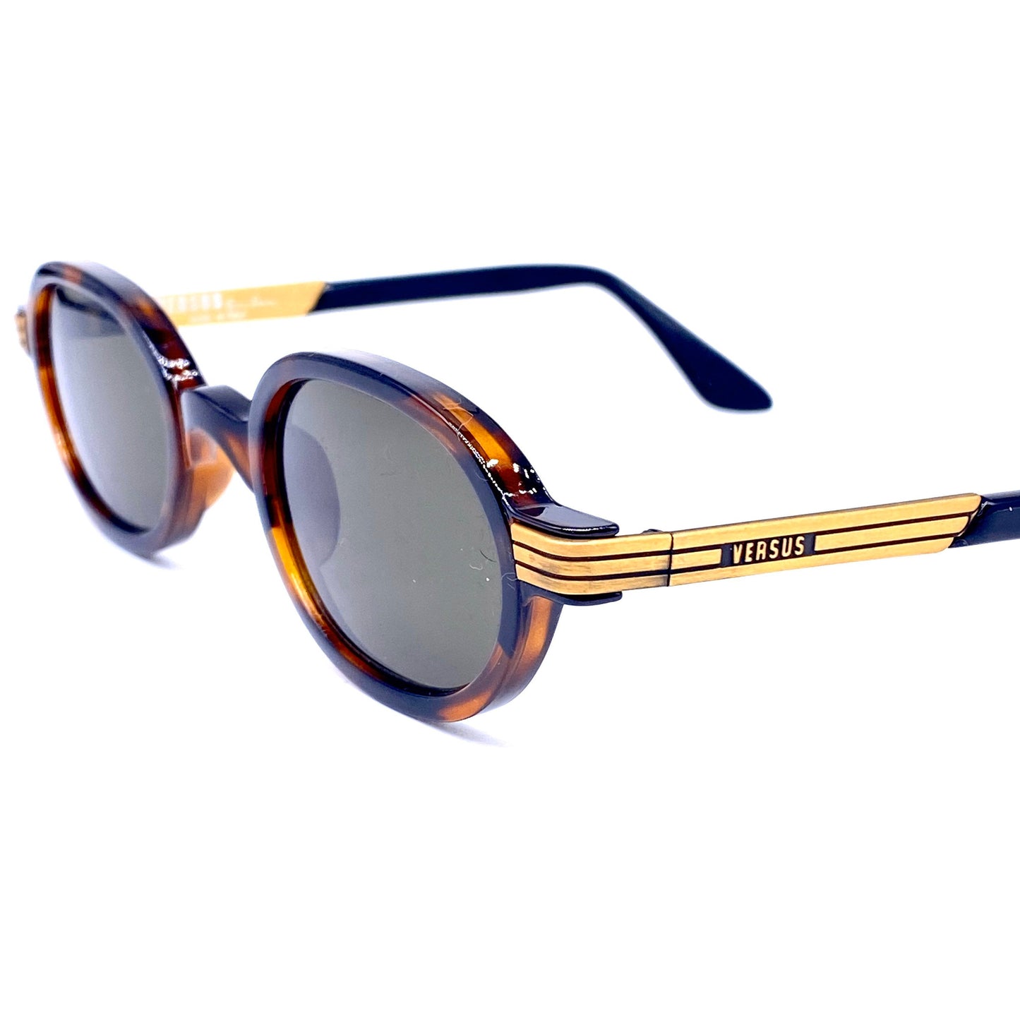 Gianni Versace E-23 retro oval tortoise sunglasses, 90s NOS