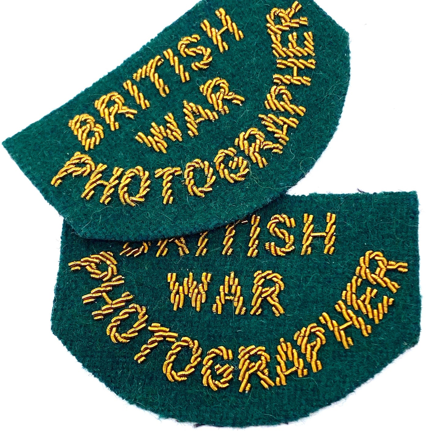 British War Photographer WWII authentic military green / gold patch for war journalists - reporters, 40s deadstock never worn