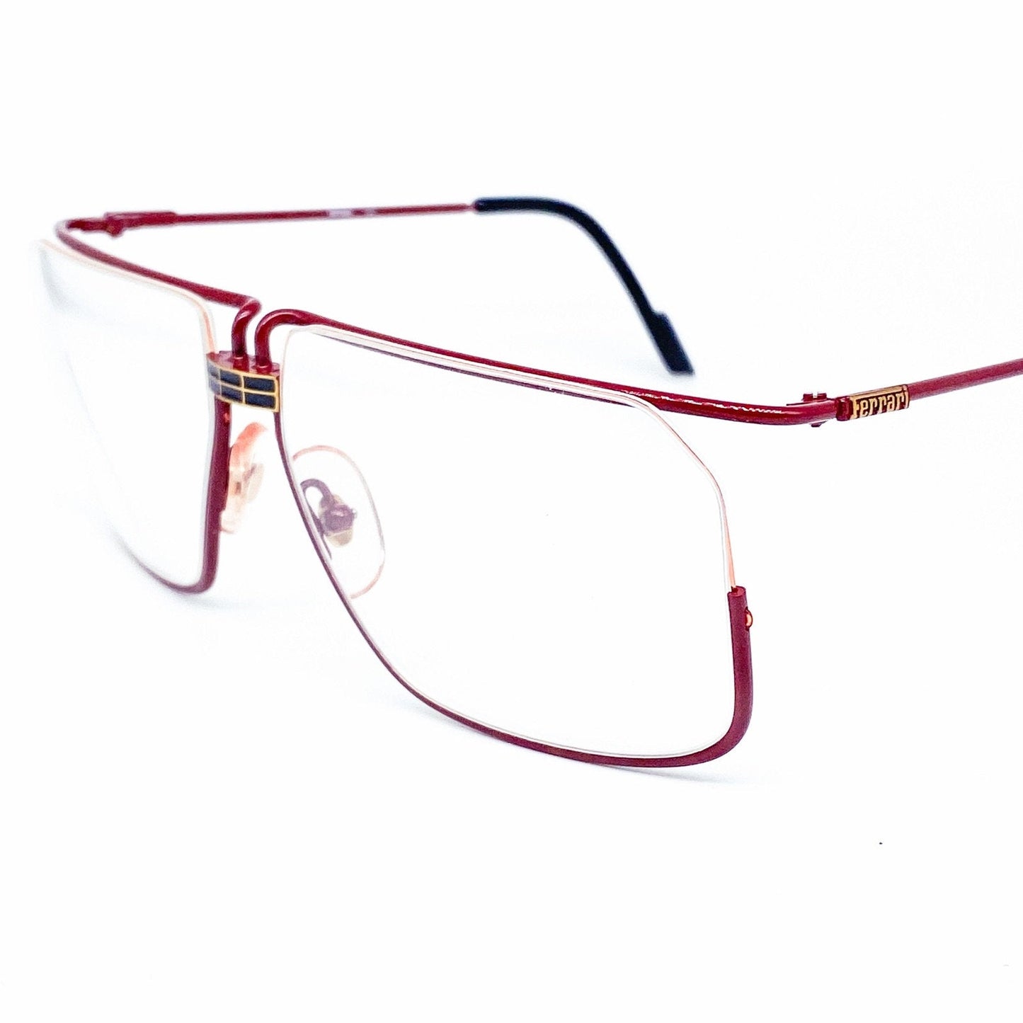 Ferrari F18 square vintage frames, modernist half rimmed style coming in Red or Gold