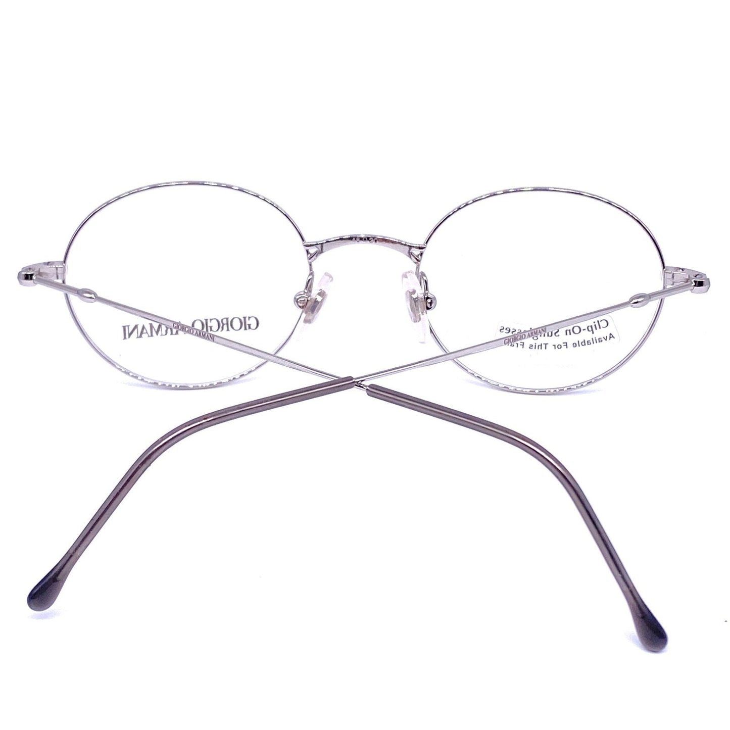 Giorgio Armani silver round retro eyeglasses frames, pure deco style, 1980s NOS