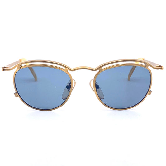 Jean Paul Gaultier 56 1174 round brass steampunk sunglasses, made in Japan NOS 1980s