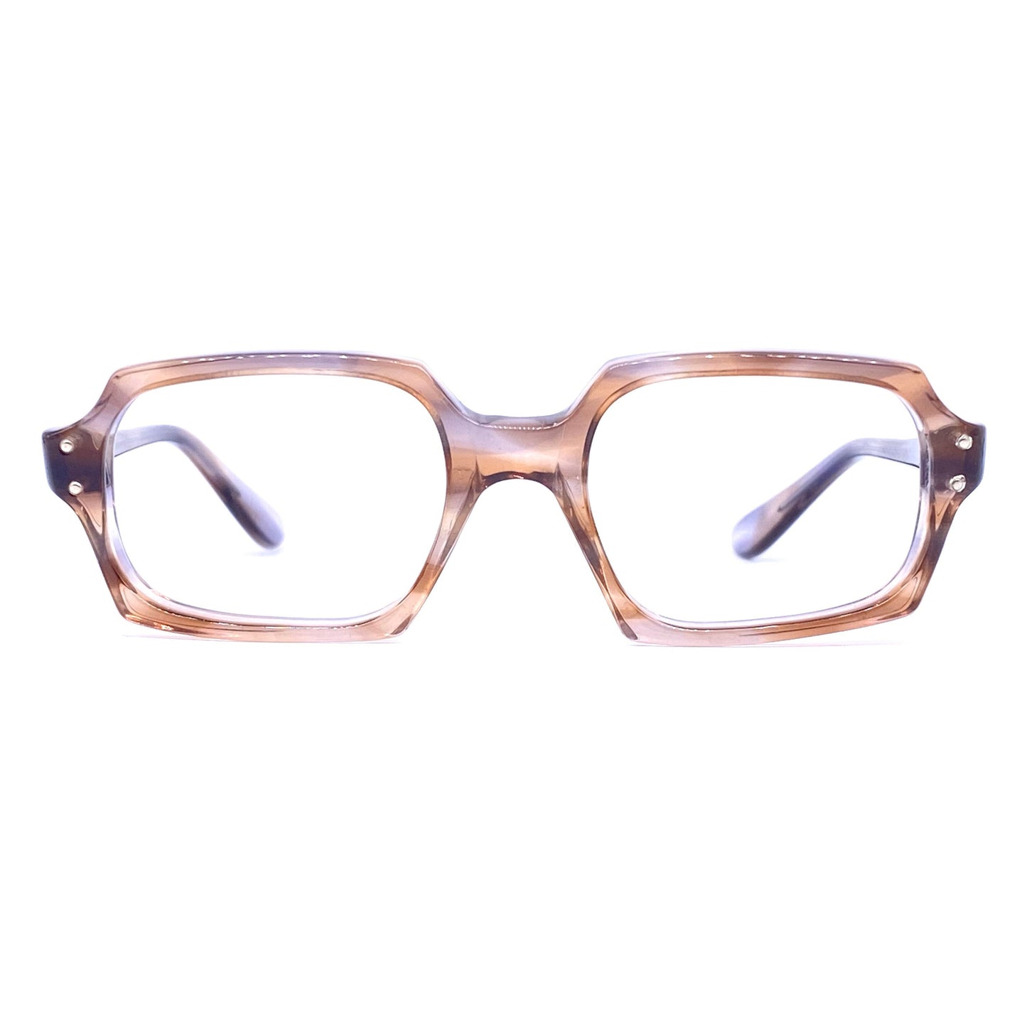 Röhm 1940s smokey clear pinkish grey square kids eyeglasses frames, NOS in 3 sizes.