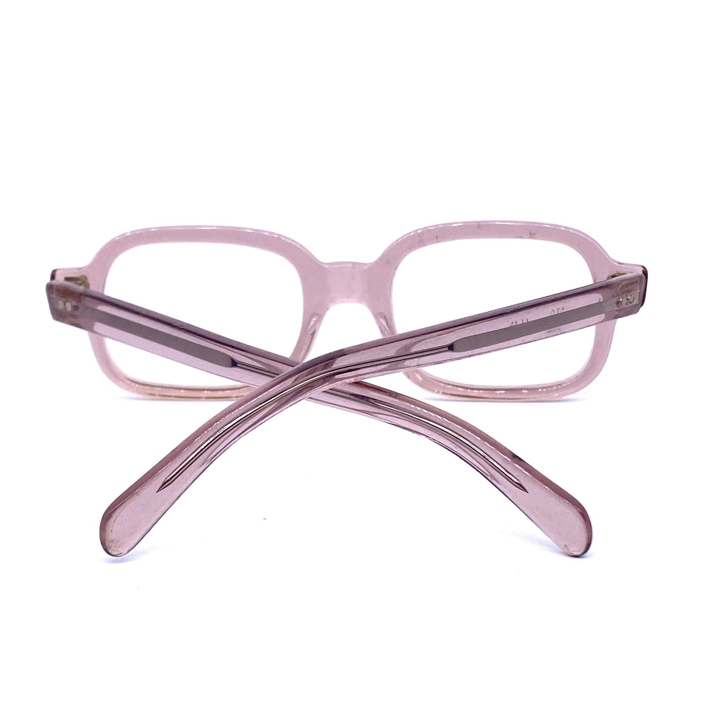 Röhm 1940s translucent pink square/rectangular kids glasses frames, NOS sz 44-18