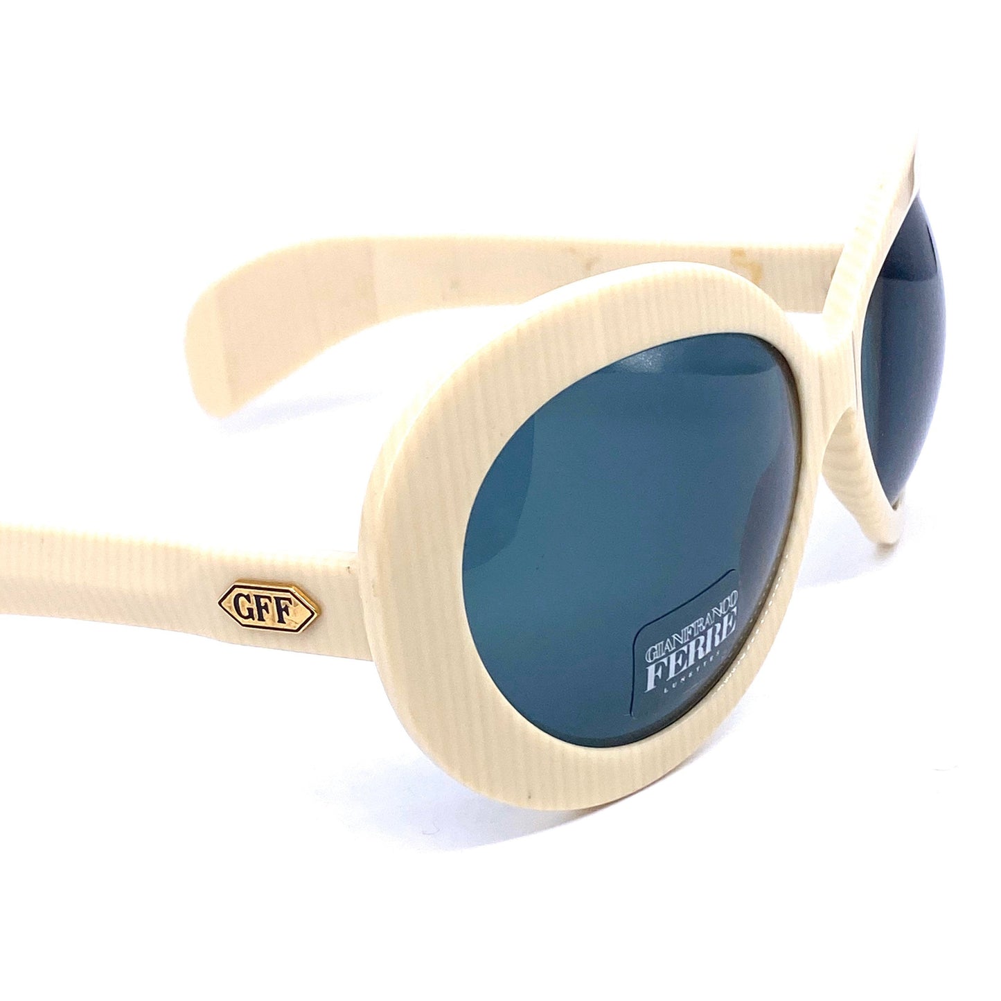 Gianfranco Ferrè GFF 330-S striped bone color oversized Jackie O style sunglasses, NOS 90s