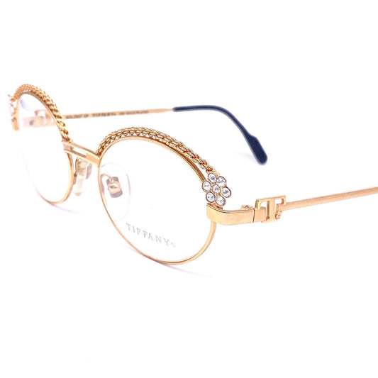 Tiffany Soloist rarest round eyeglasses frames, rope brows and crystal details