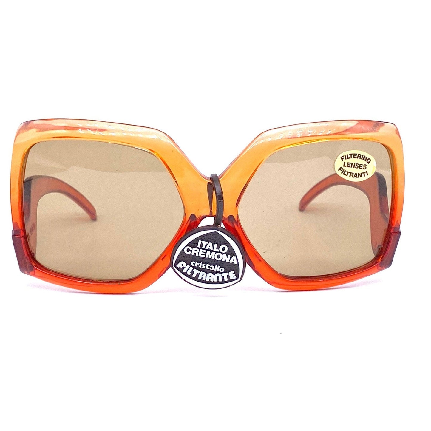 ItaloCremona iconic 1970s funky oversized sunglasses, orange fading to red, NOS