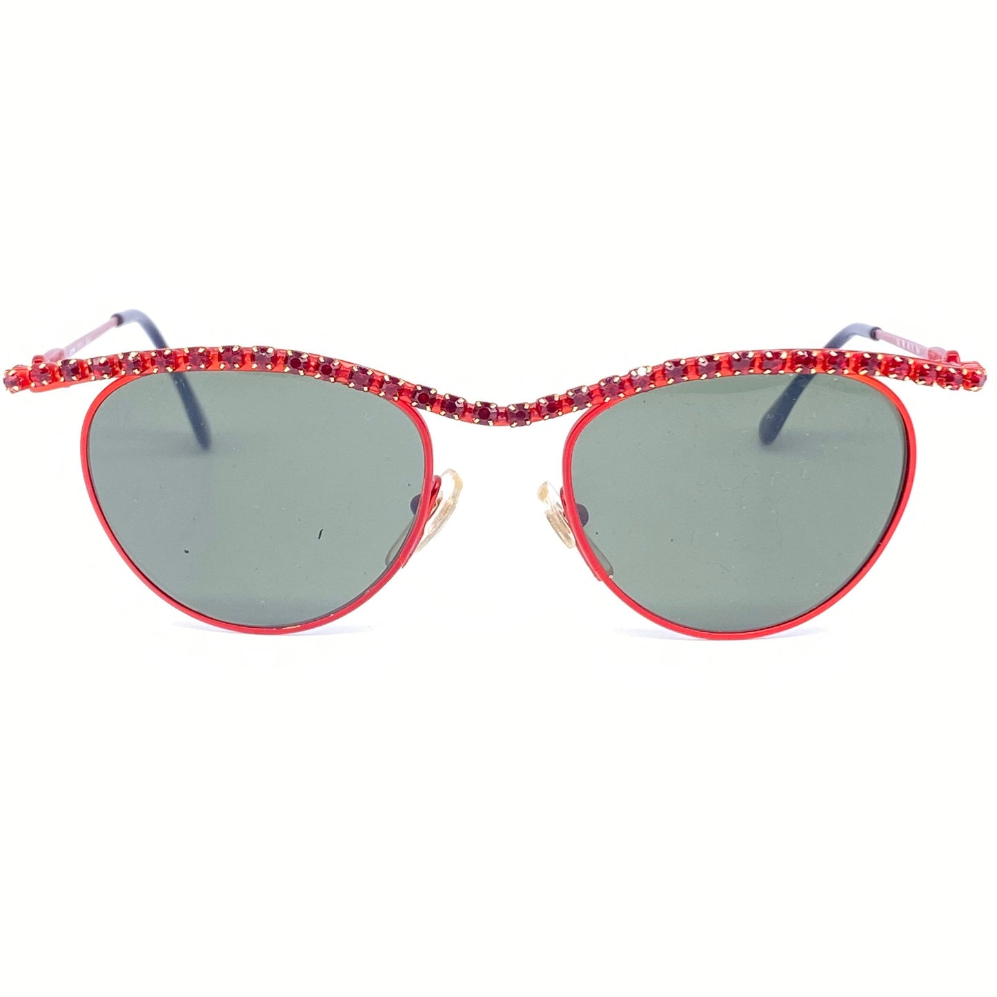 Moschino Persol MM843 red sunglasses with Swarovski browline, rarity, NOS 80s