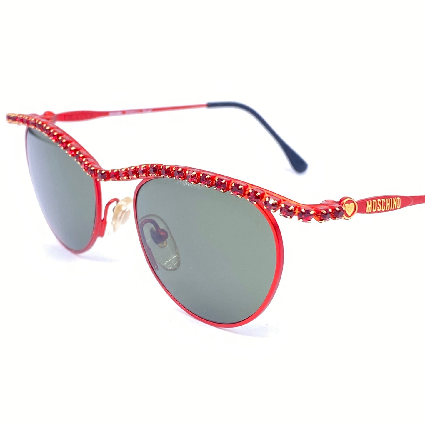 Moschino Persol MM843 red sunglasses with Swarovski browline, rarity, NOS 80s