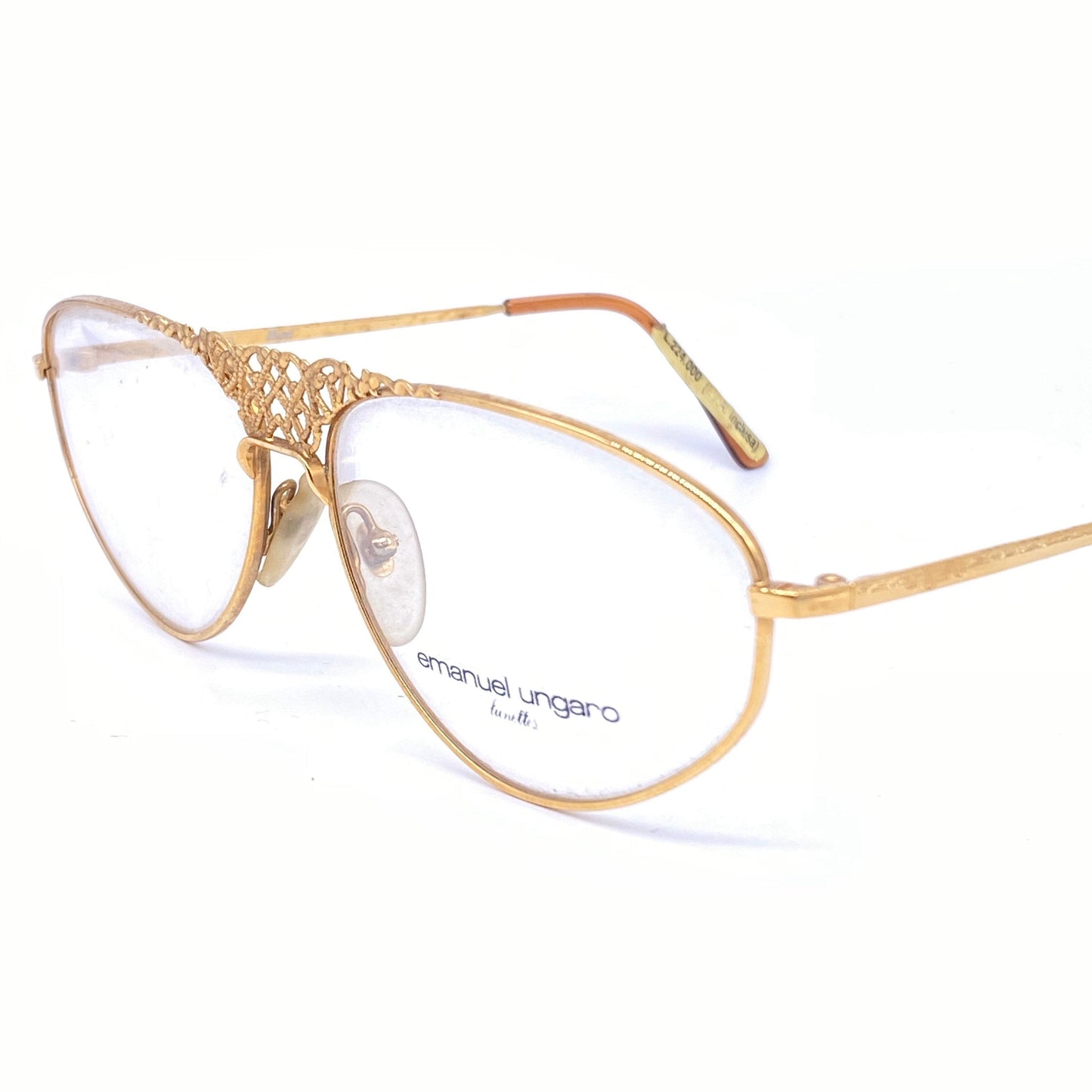 Persol Ungaro LTD golden metal frames with decò filigree cutoff details, NOS 90s