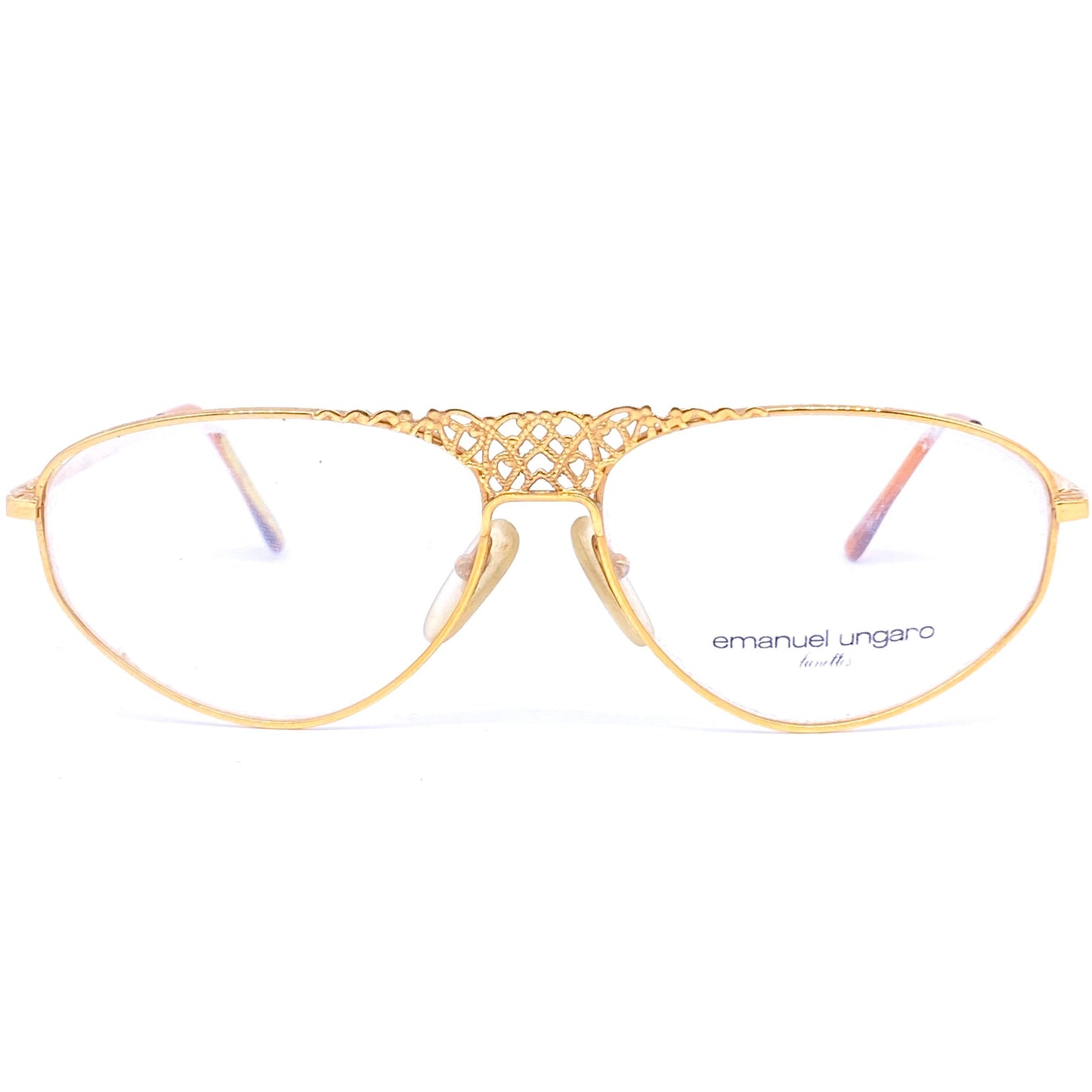 Persol Ungaro LTD golden metal frames with decò filigree cutoff details, NOS 90s
