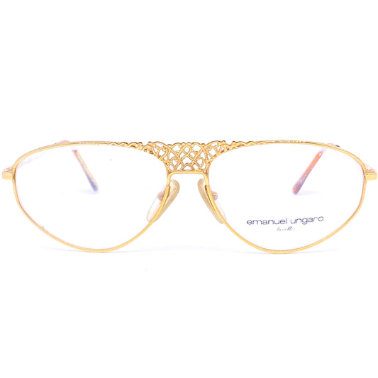 Persol Ungaro LTD golden metal frames with decò filigree cutoff details, NOS 90s
