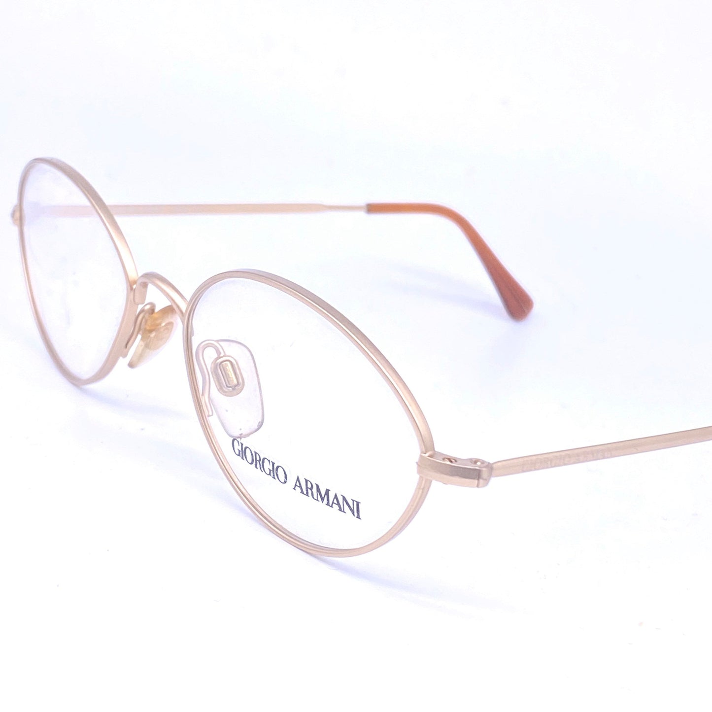 Giorgio Armani 221 oval matte gold minimalist eyeglasses frames , 1980s ITALY NOS