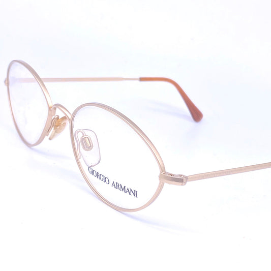 Giorgio Armani 221 oval matte gold minimalist eyeglasses frames , 1980s ITALY NOS