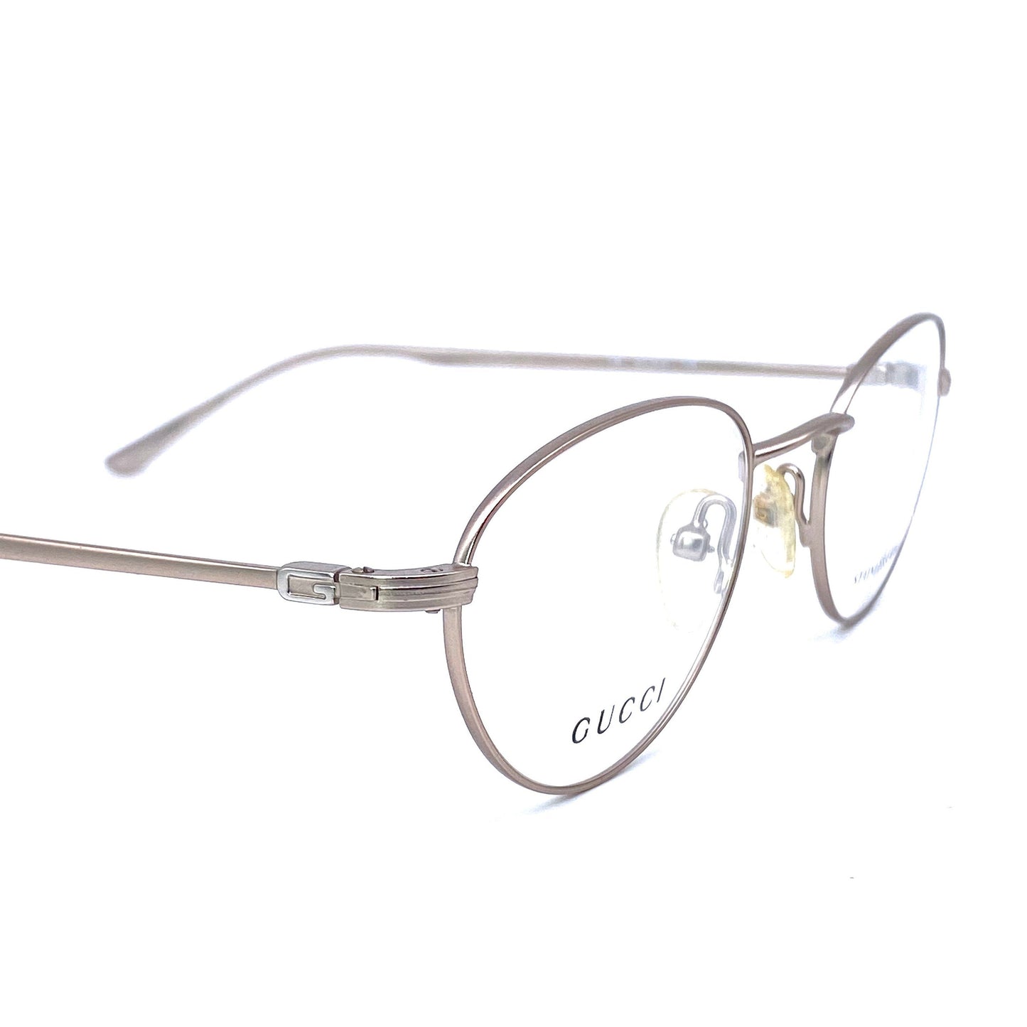 Gucci oval matte silver eyeglasses, sturdy thin & light stainless steel frames, 90s NOS