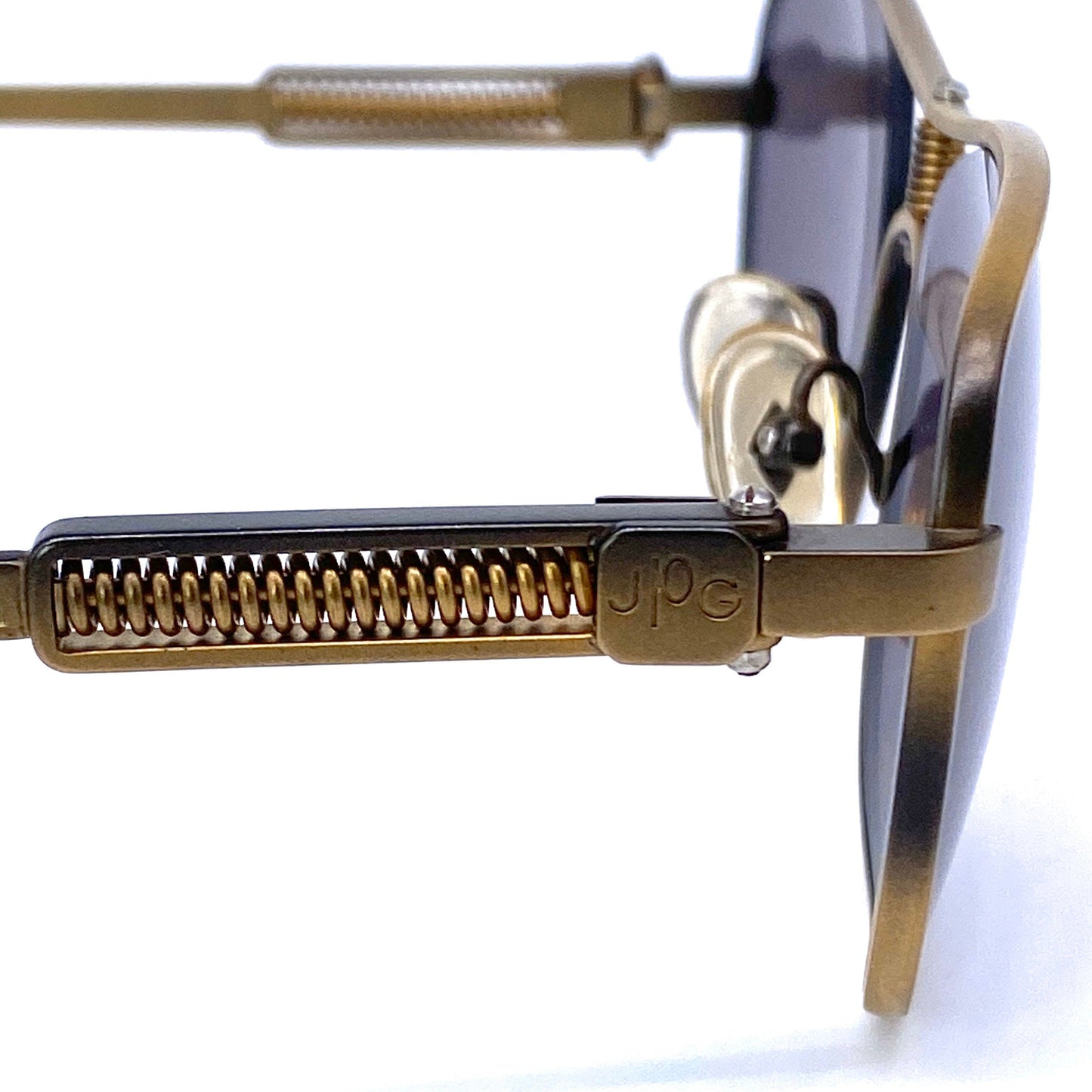 Jean Paul Gaultier 56 1171 square brass aviator with spring hinges, Japan NOS 80s
