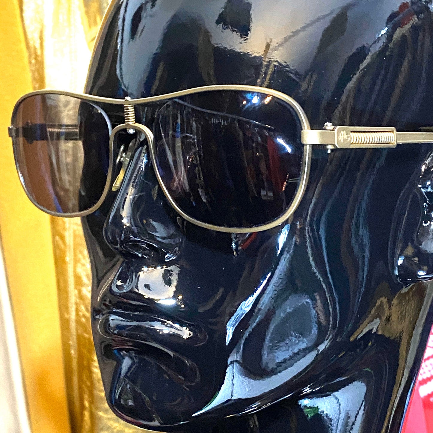 Jean Paul Gaultier 56 1171 square brass aviator with spring hinges, Japan NOS 80s