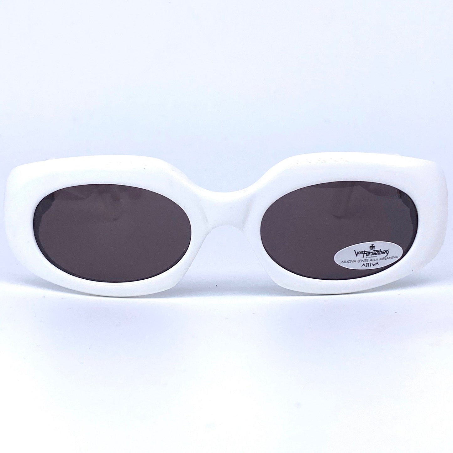 E. Von Furstenberg white square ladies sunglasses, 1980s NOS