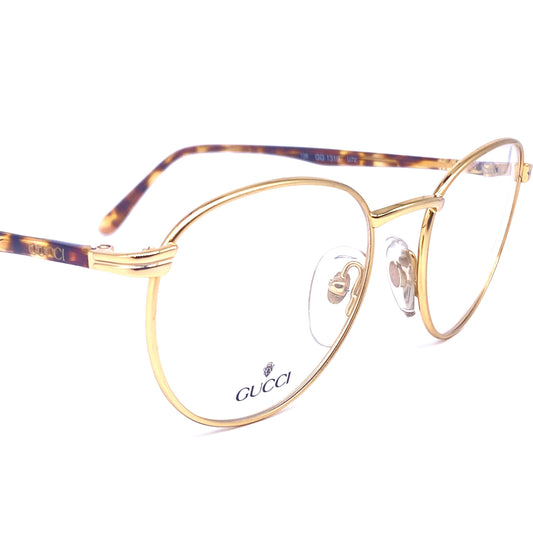 Gucci GG 1319 round gold plated metal frames made in Italy, 1980s NOs