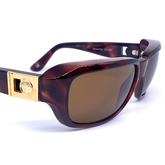 Gianni Versace 412/A iconic Medusa sunglasses, tortoise with golden details, NOS 90s