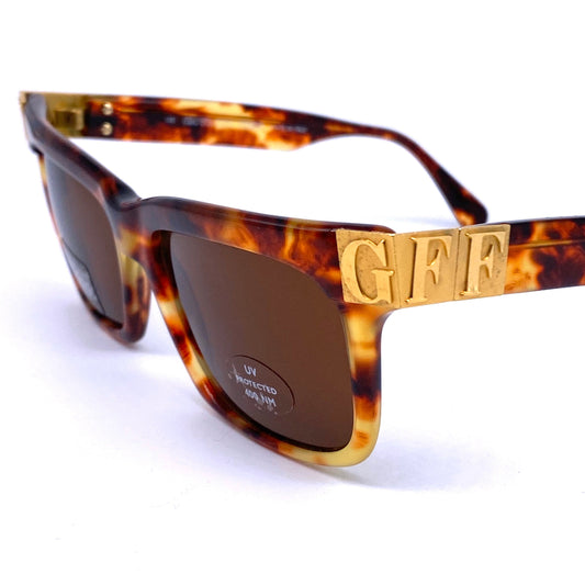 Gianfranco Ferrè square tortoise gold sunglasses made in Italy, 1980s NOS