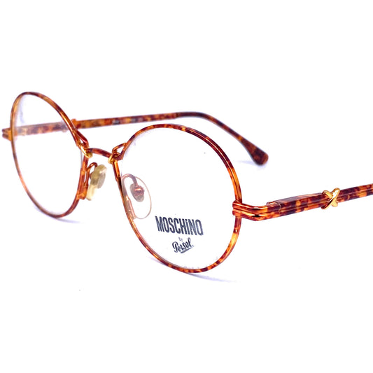 Moschino Persol MM514 round tortoise textured eyeglasss frames made in Italy, NOS 1980s