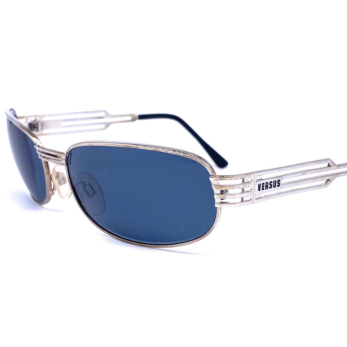 Versus Versace f36 silver oval wrap sunglasses made in Italy, 1990s NOS