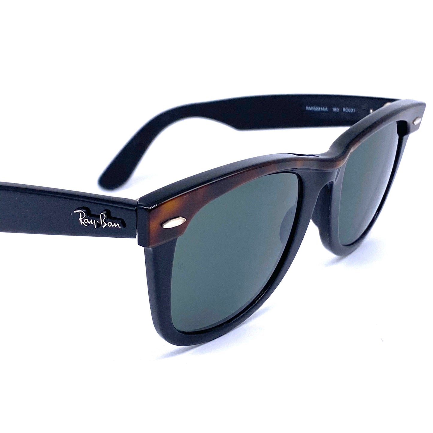 RayBan B&L wayfarer II bicolor tortoise/black sunglasses made in USA, temples substituted.