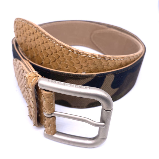 Dolce & Gabbana leather belt military + snake, 90s in mint condition, almost unused.
