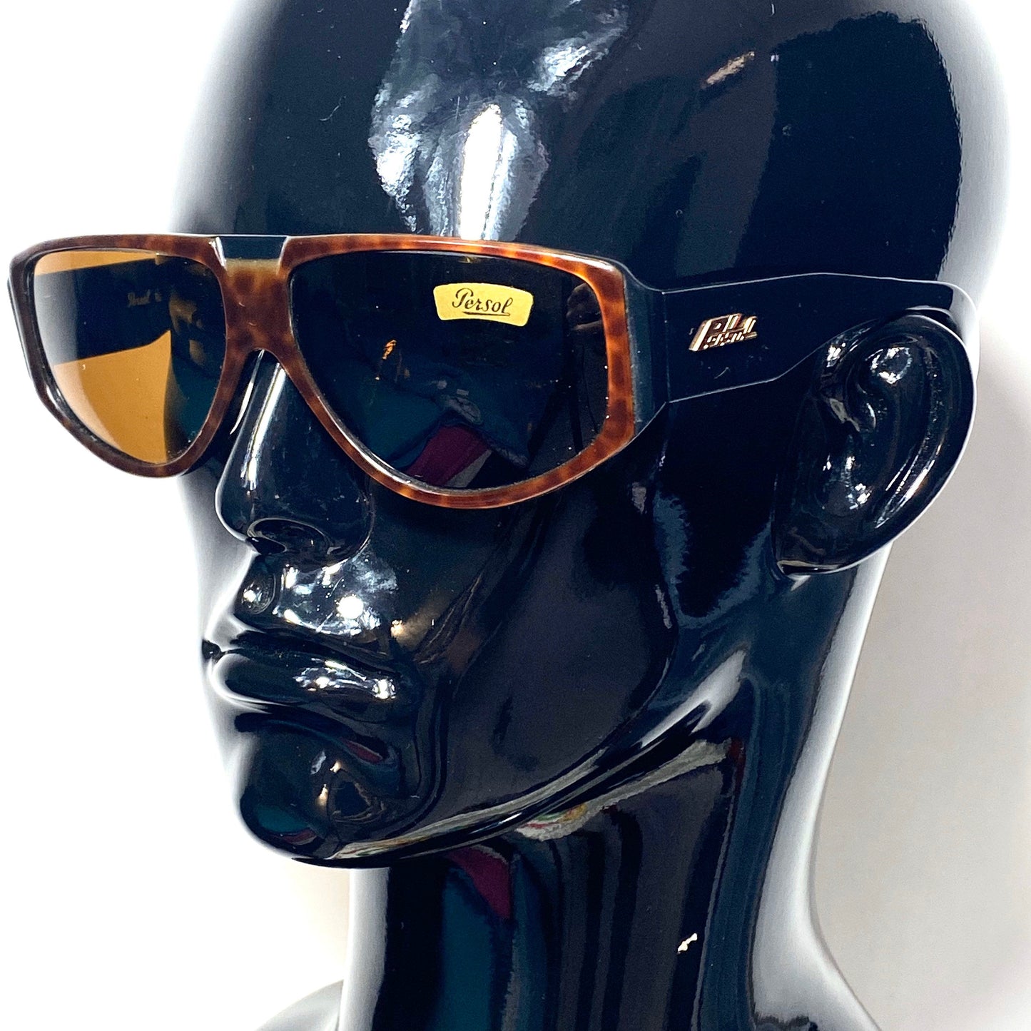 Persol Ratti P47 wrap tortoise/black sunglasses made in Italy, 1980s NOS