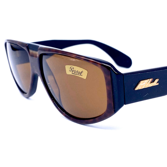 Persol Ratti P47 wrap tortoise/black sunglasses made in Italy, 1980s NOS