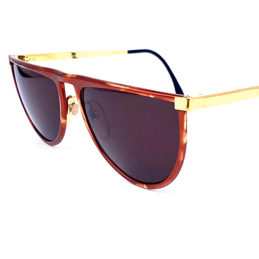 Gianfranco Ferrè GFF 44/S tortoise gold flat top metal  sunglasses, NOS 1990s Italy.