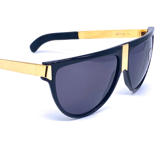 Gianfranco Ferrè GFF 26 black/ golden sunglasses, NOS 1990s made in Italy.