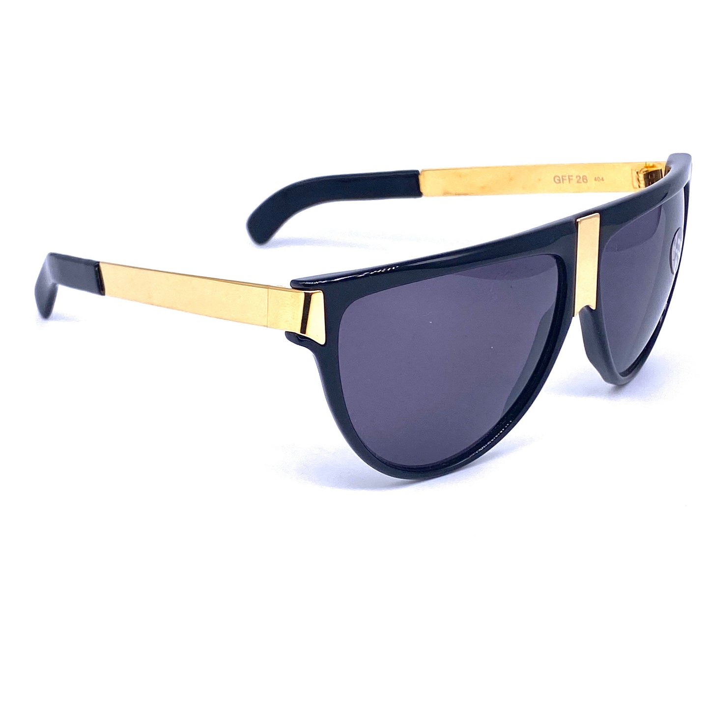 Gianfranco Ferrè GFF 26 black/ golden sunglasses, NOS 1990s made in Italy.