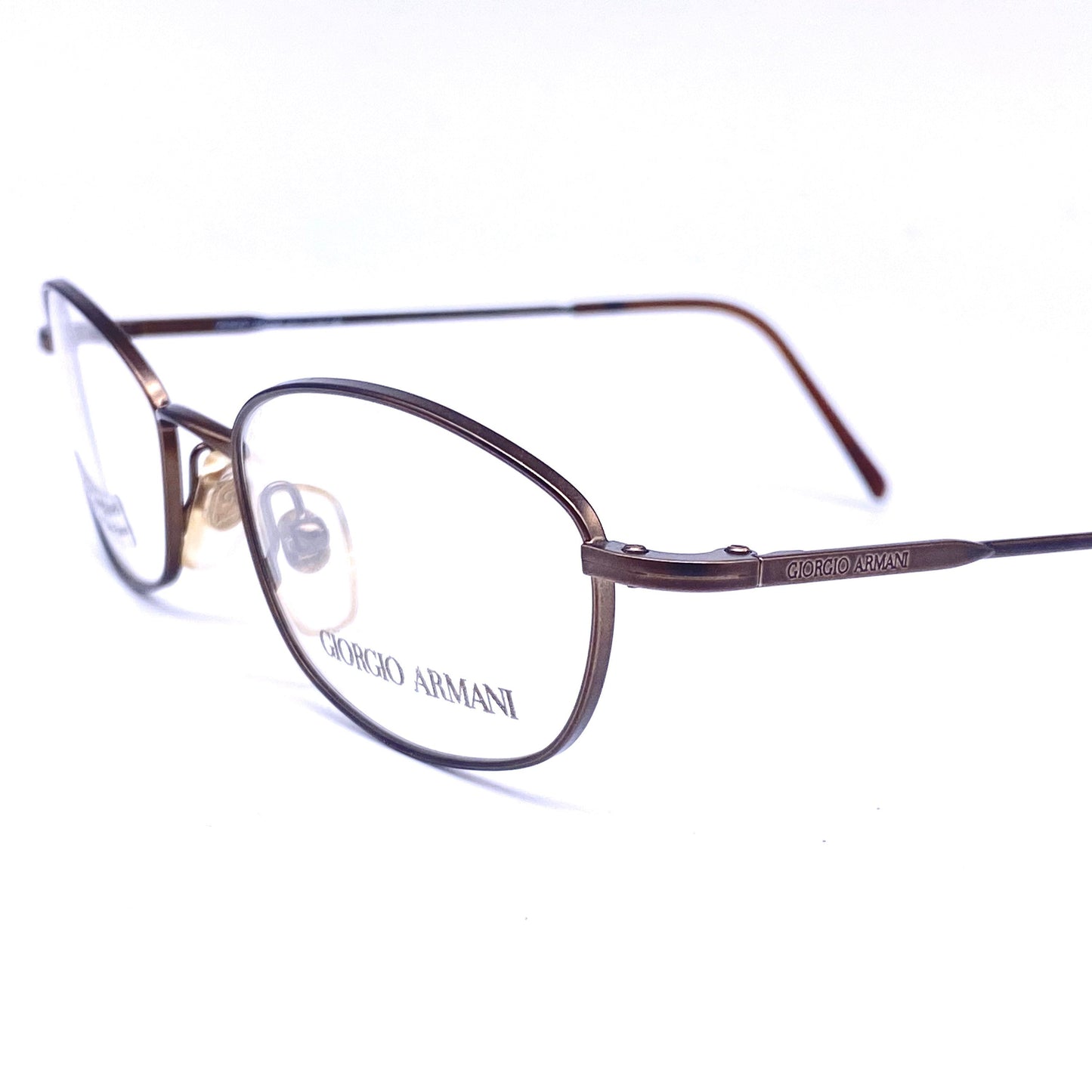 Giorgio Armani metallized brown oval glasses frames, NOS 1980s Italy