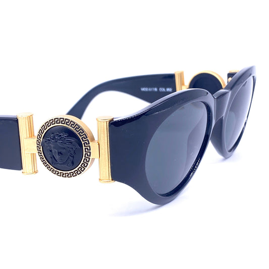 Gianni Versace 617/B iconic black Medusa sunglasses as worn by Notorious BIG, 1990s NOS Italy