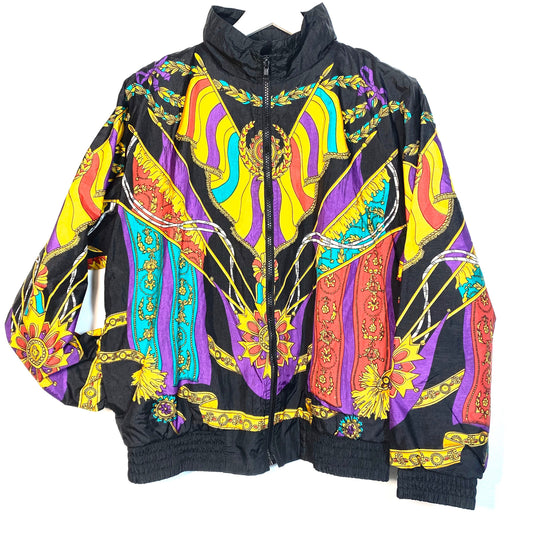 London Fog colorful baroque print windbreaker jacket, 90s in mint condition