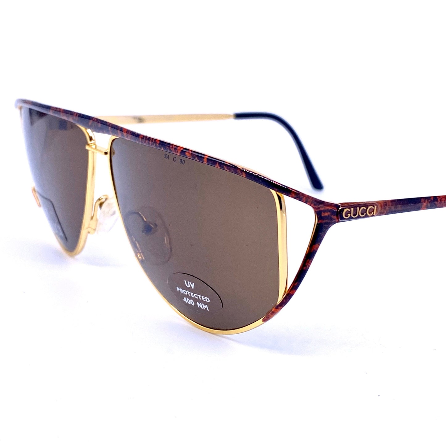 Gucci 2233 vintage wrap tortoise gold sunglasses made in Italy, 1980s NOS