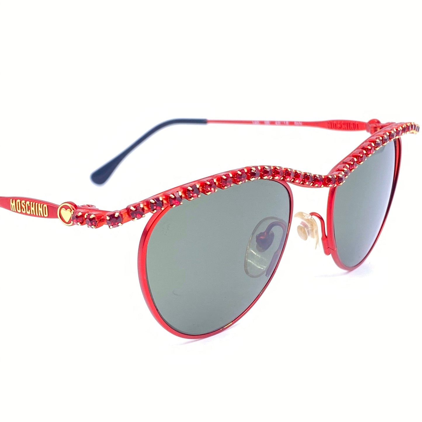 Moschino Persol MM843 red sunglasses with Swarovski browline, rarity, NOS 80s