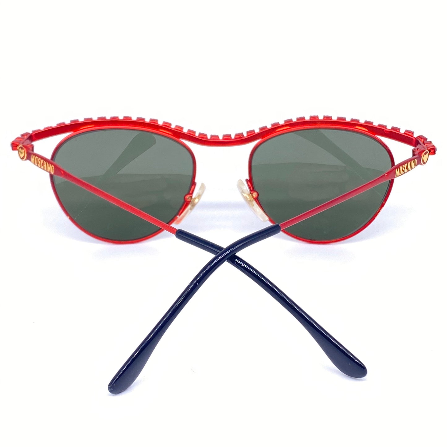 Moschino Persol MM843 red sunglasses with Swarovski browline, rarity, NOS 80s